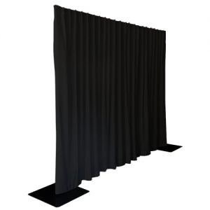 Pipe & Drape zwart, 3 meter hoog, flexibel per meter te huren voor professionele afscherming